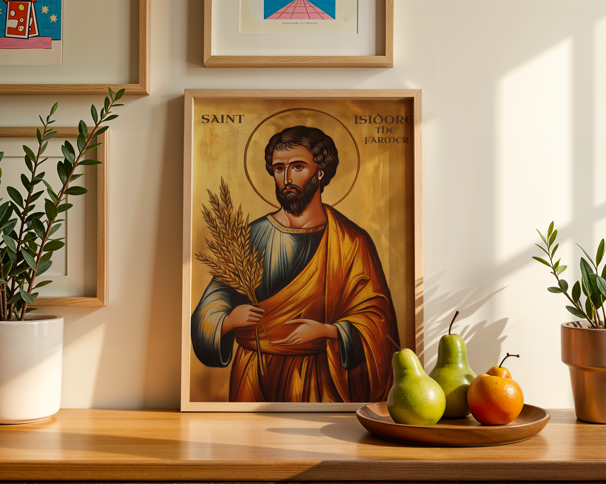 Saint Isidore the Farmer Icon Print, House Blessing and Baptism Gift, Holygraceart