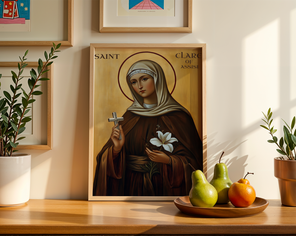 Saint Clare of Assisi Icon Print, Vocation Gift, Sacred Decor, Holygraceart