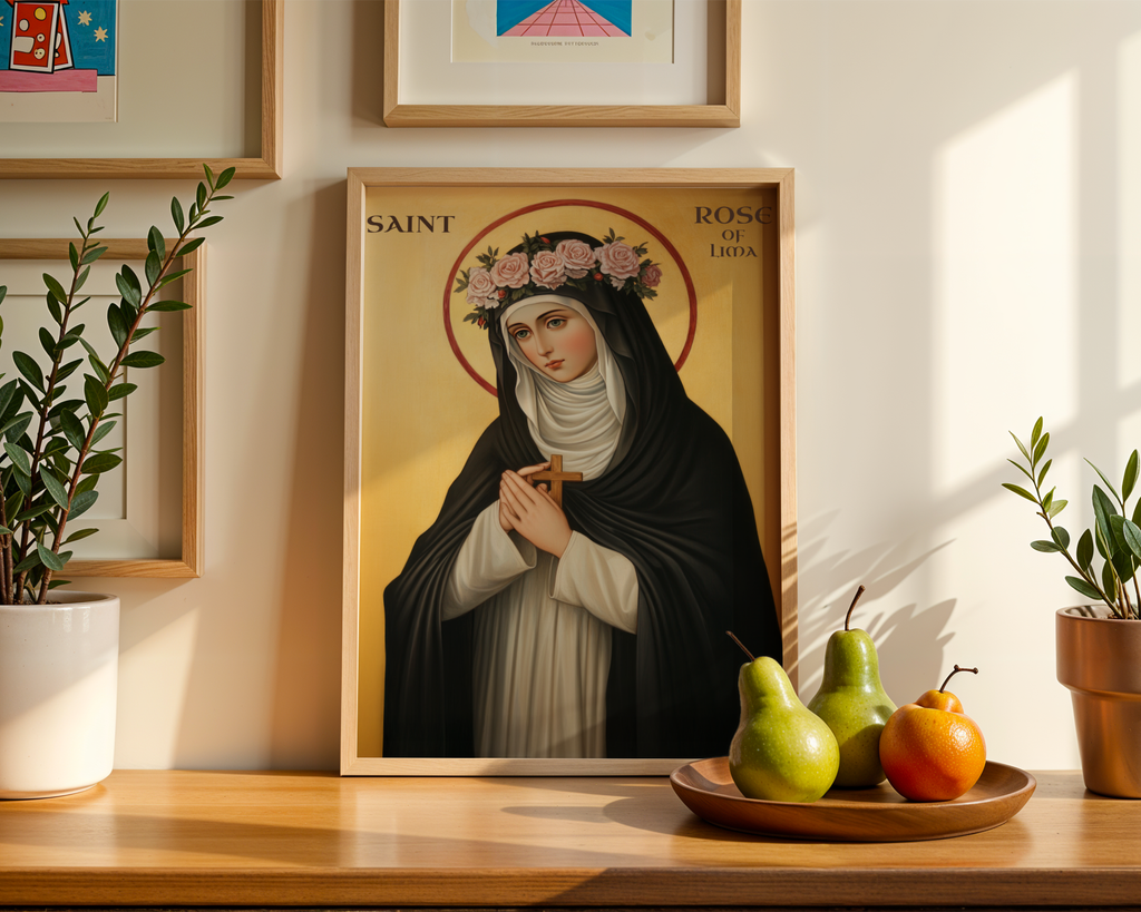 Saint Rose of Lima Icon Print, Women of Faith Gift, confirmation gift, Catholic Decor