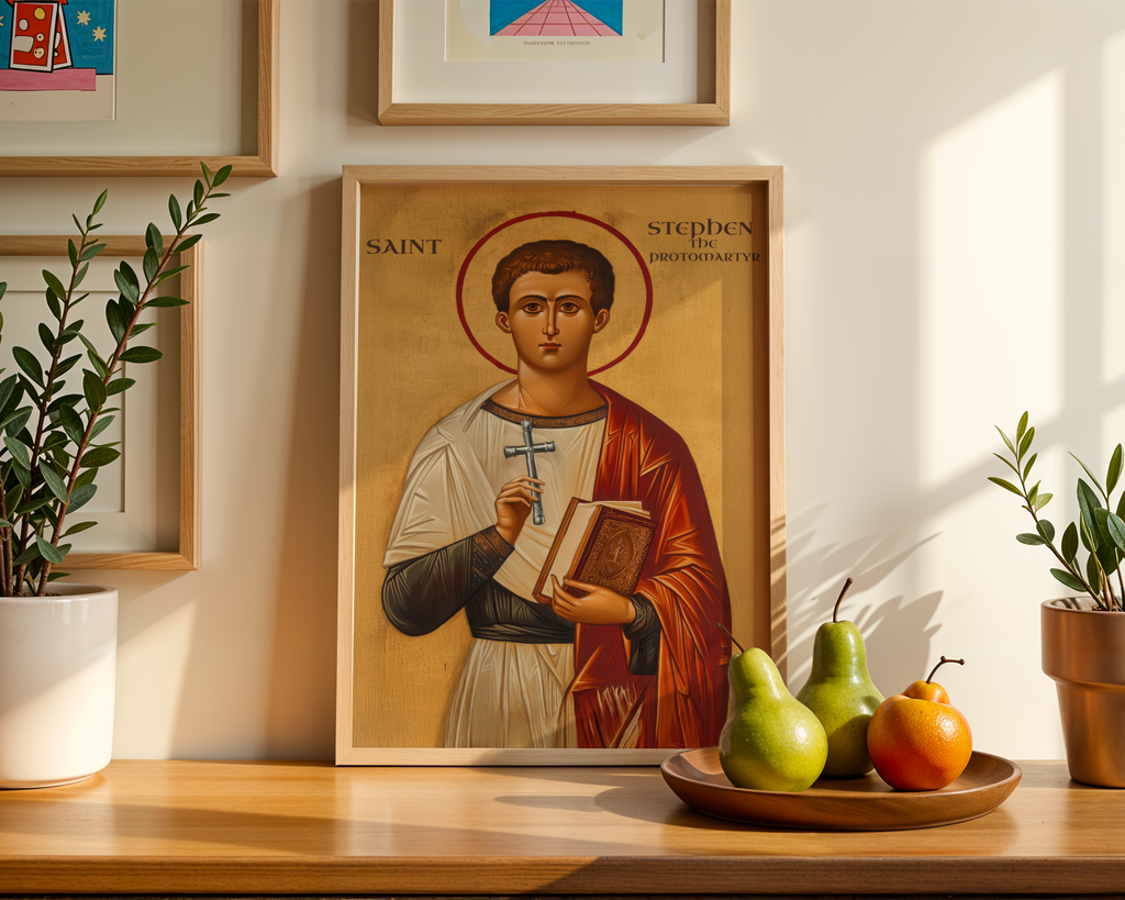 Saint Stephen the Protomartyr Icon Wall Art, Deacon Gift Orthodox Print, Holygraceart