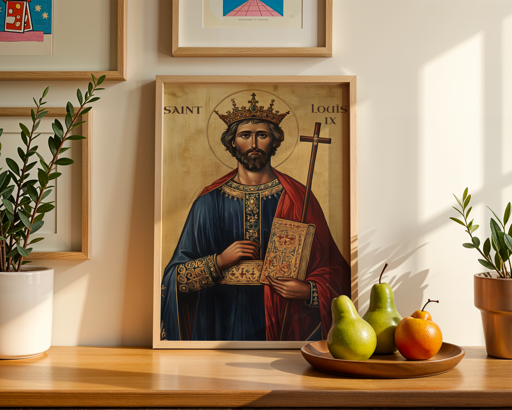 Saint Louis IX of France Icon Print, Patron Saint of Leaders, Kingly Faith Gift, Holygraceart