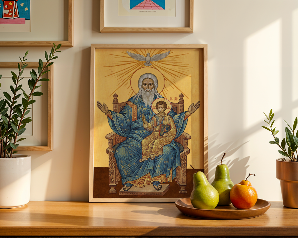 God the Father and Christ Orthodox Icon Print, Trinity Devotion Gift,Christian Wall Art