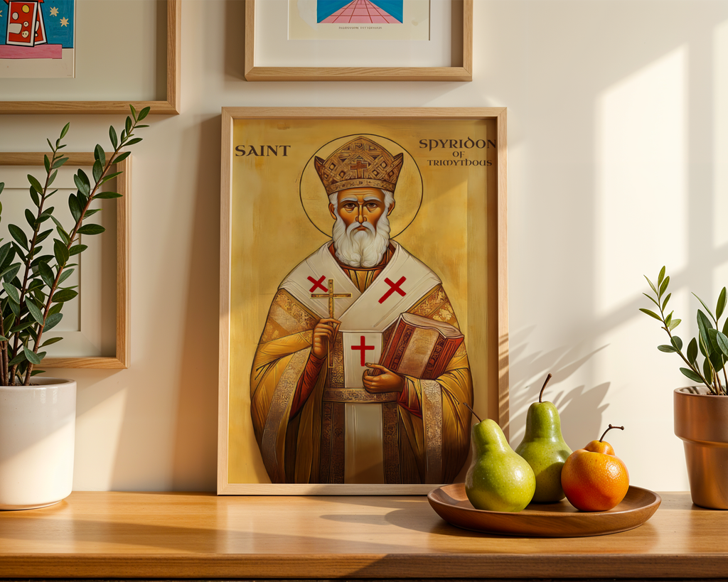 Saint Spyridon of Trimythous Icon Print, Clergy & Bishop Gift, Orthodox Home Decor