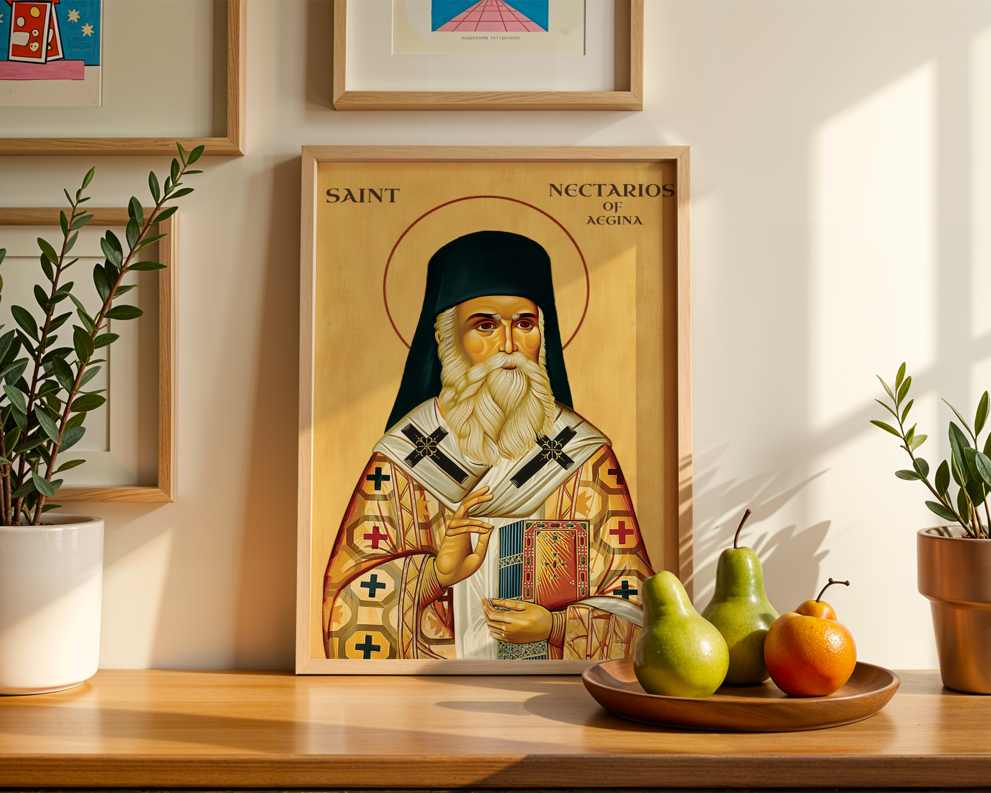 Saint Nectarios of Aegina Icon Print, Wonderworking Bishop Orthodox Wall Art, Holygraceart
