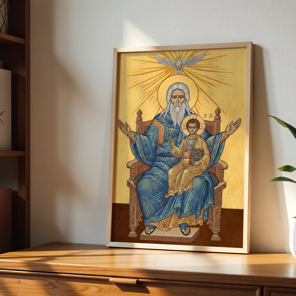 God the Father and Christ Orthodox Icon Print, Trinity Devotion Gift,Christian Wall Art