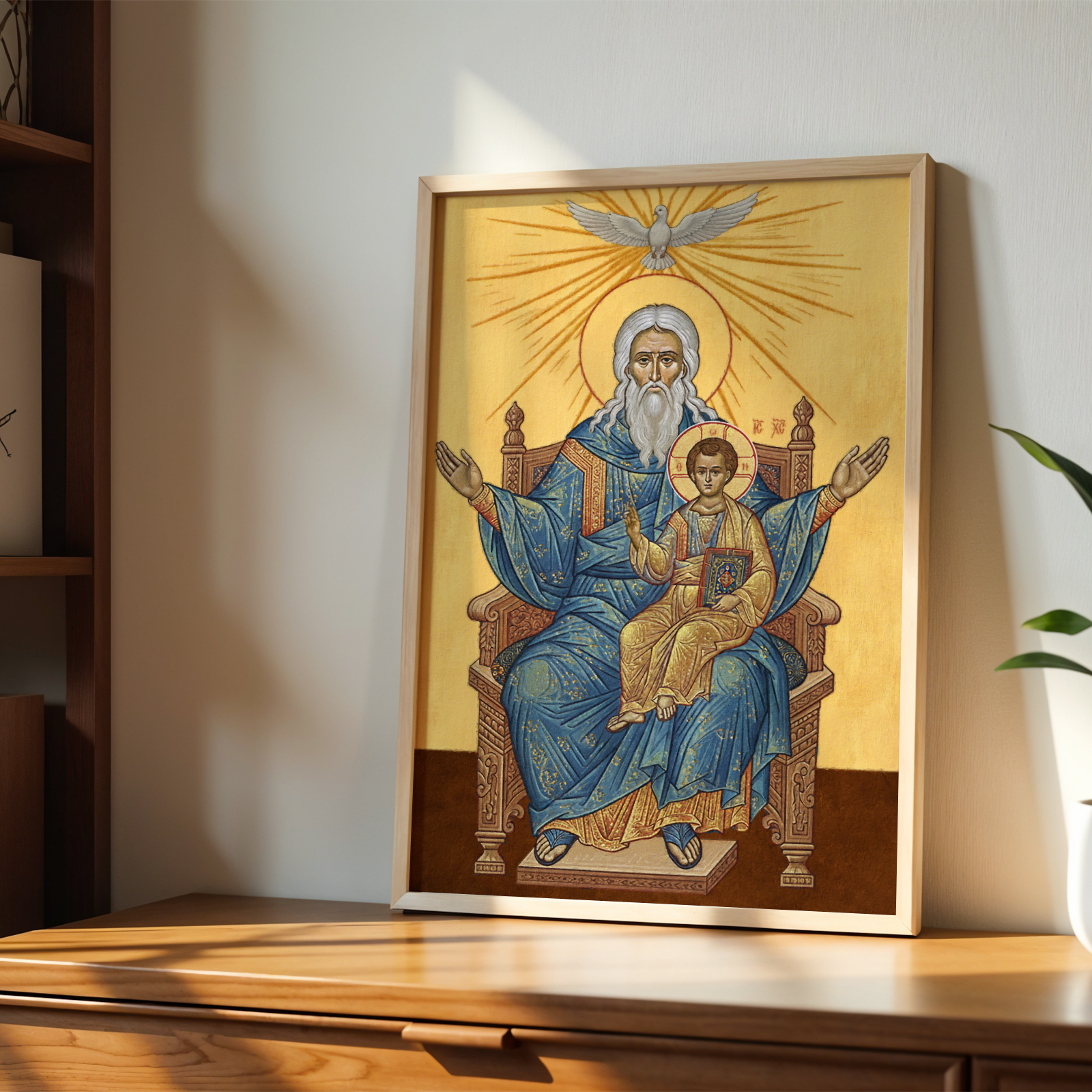 God the Father and Christ Orthodox Icon Print, Trinity Devotion Gift,Christian Wall Art
