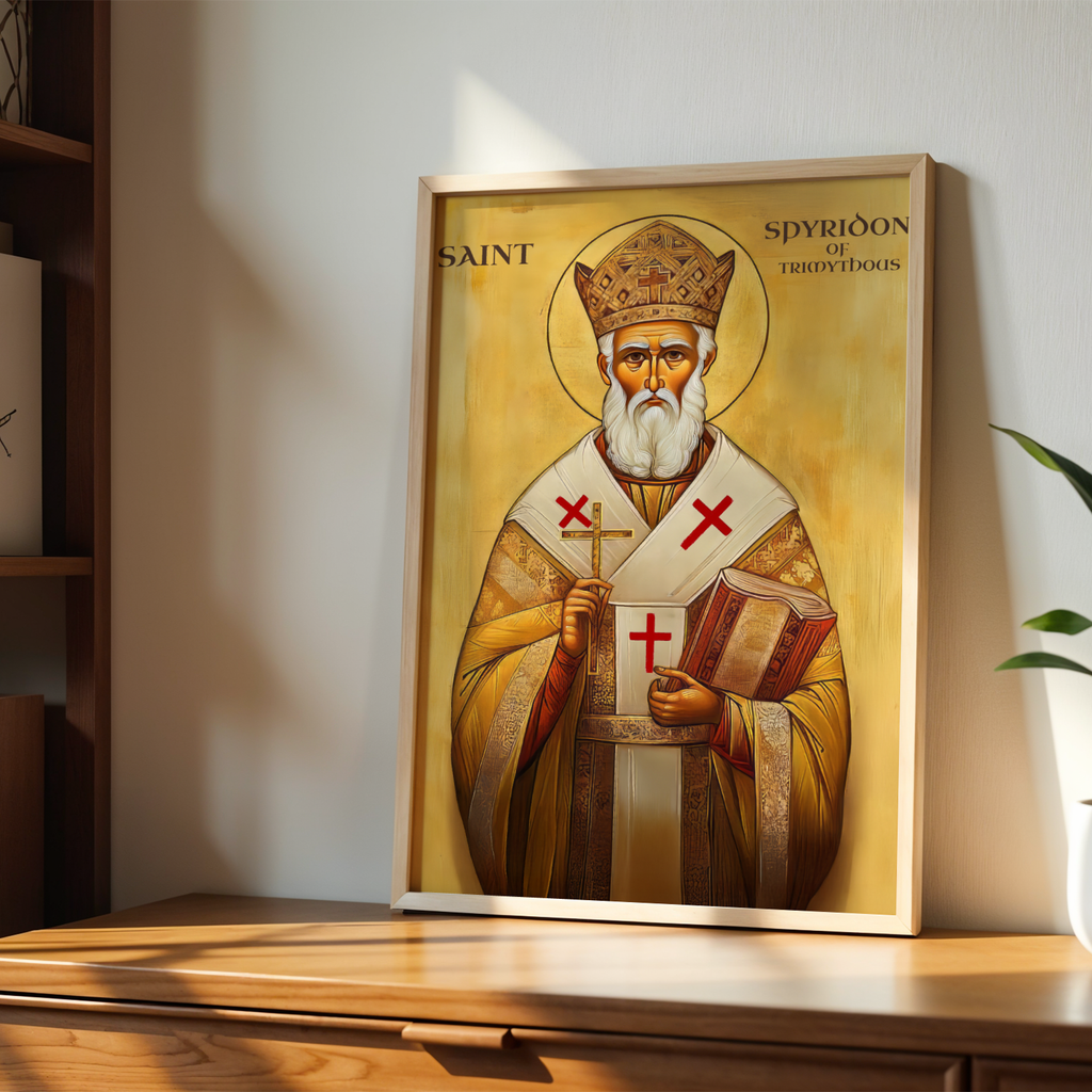 Saint Spyridon of Trimythous Icon Print, Clergy & Bishop Gift, Orthodox Home Decor