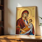 Virgin Mary and Child Orthodox Icon Print, Marian Home Decor, Holygraceart