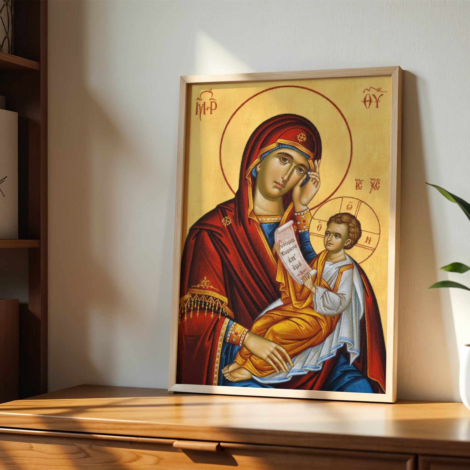 Virgin Mary and Child Orthodox Icon Print, Marian Home Decor, Holygraceart