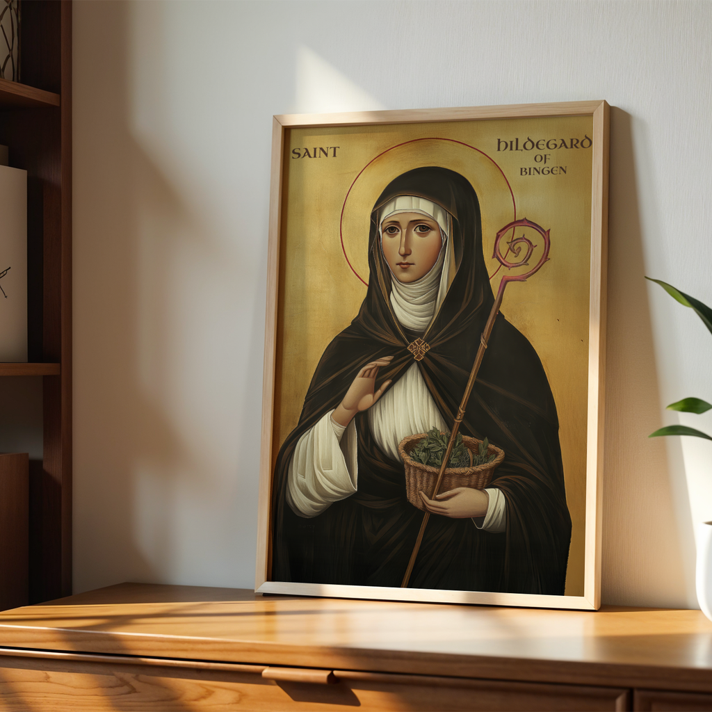 Saint Hildegard of Bingen Icon Print, Spiritual Wisdom Gift, Byzantine Wall Art, Holygraceart