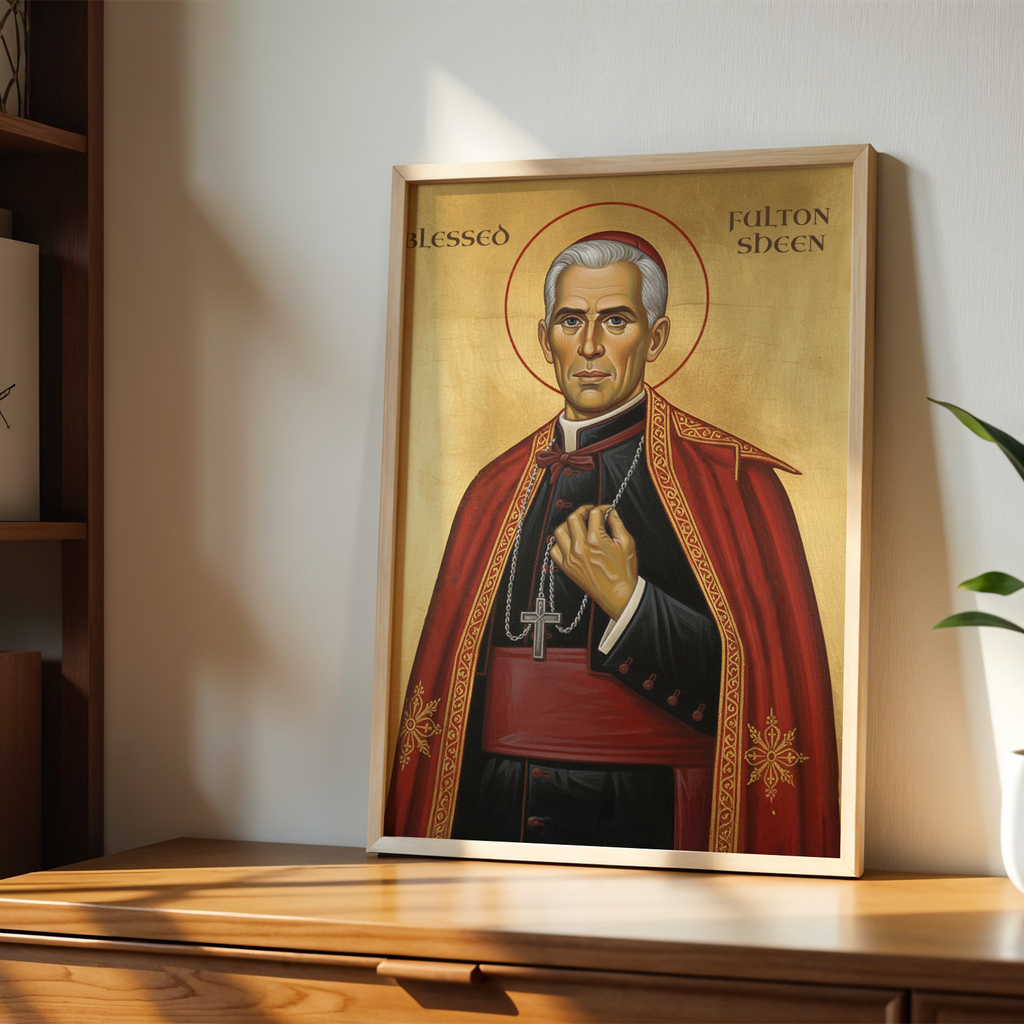 Blessed Fulton Sheen Icon Wall Art, Preacher Gift Orthodox Home Decor, Holygraceart
