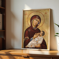 Virgin Mary and Child Orthodox Icon Print, Pregnancy and Baby Blessing Gift