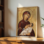 Virgin Mary and Child Orthodox Icon Print, Pregnancy and Baby Blessing Gift