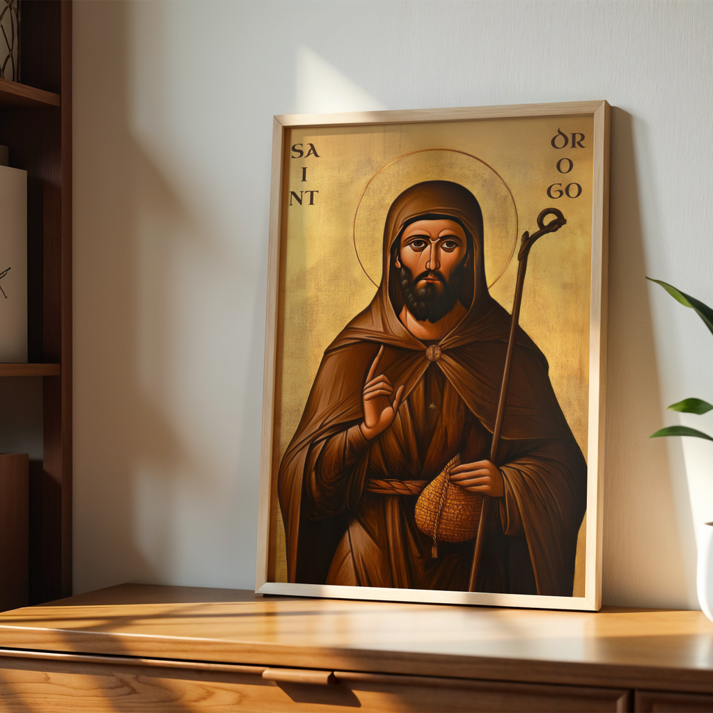 Saint Drogo Icon Wall Art, Shepherd Gift Orthodox Decor, Holygraceart