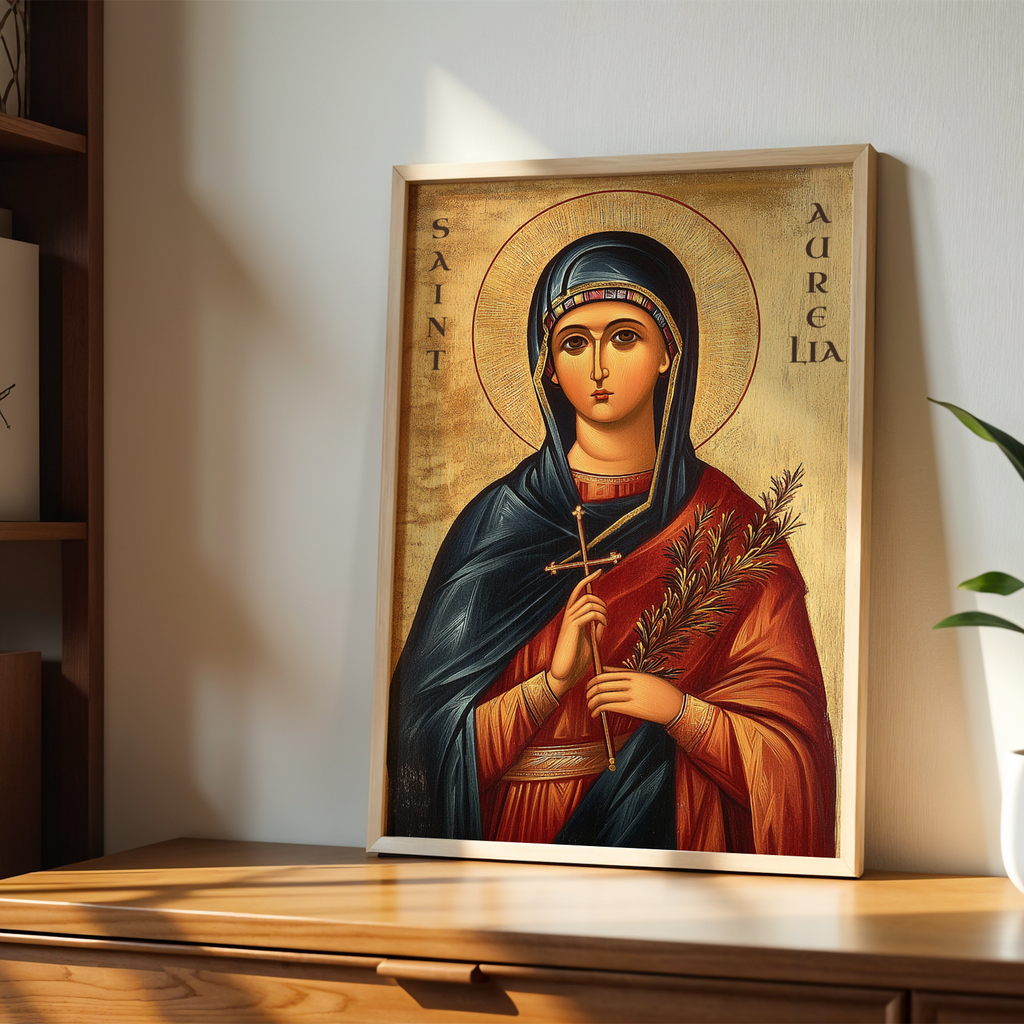 Saint Aurelia Icon Print, Baptism & Confirmation Gift, Orthodox Wall Art, Holygraceart