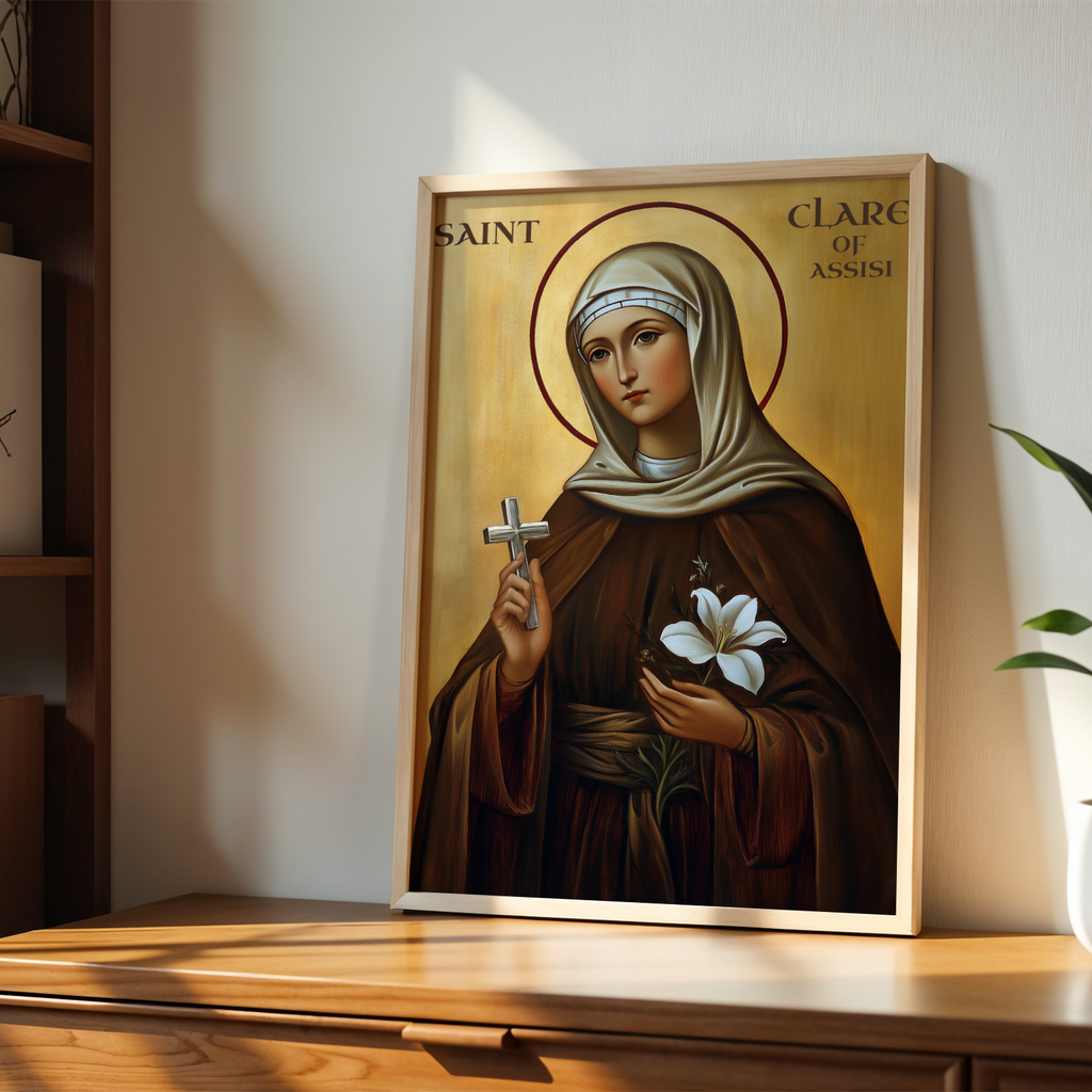 Saint Clare of Assisi Icon Print, Vocation Gift, Sacred Decor, Holygraceart