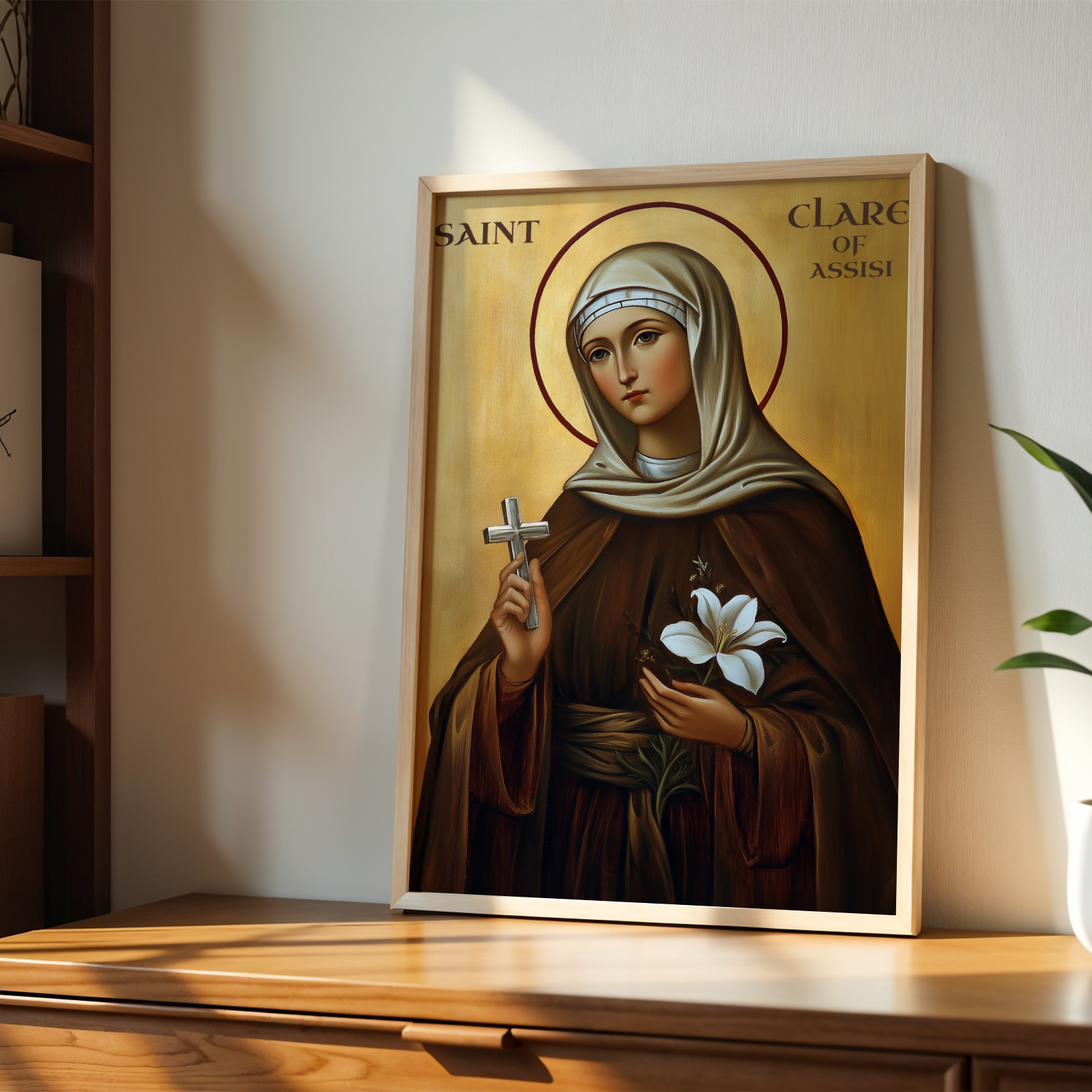 Saint Clare of Assisi Icon Print, Vocation Gift, Sacred Decor, Holygraceart