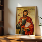 Saint James the Greater Icon Wall Art, Baptism & Pilgrim Gift, Camino Saint Orthodox Decor