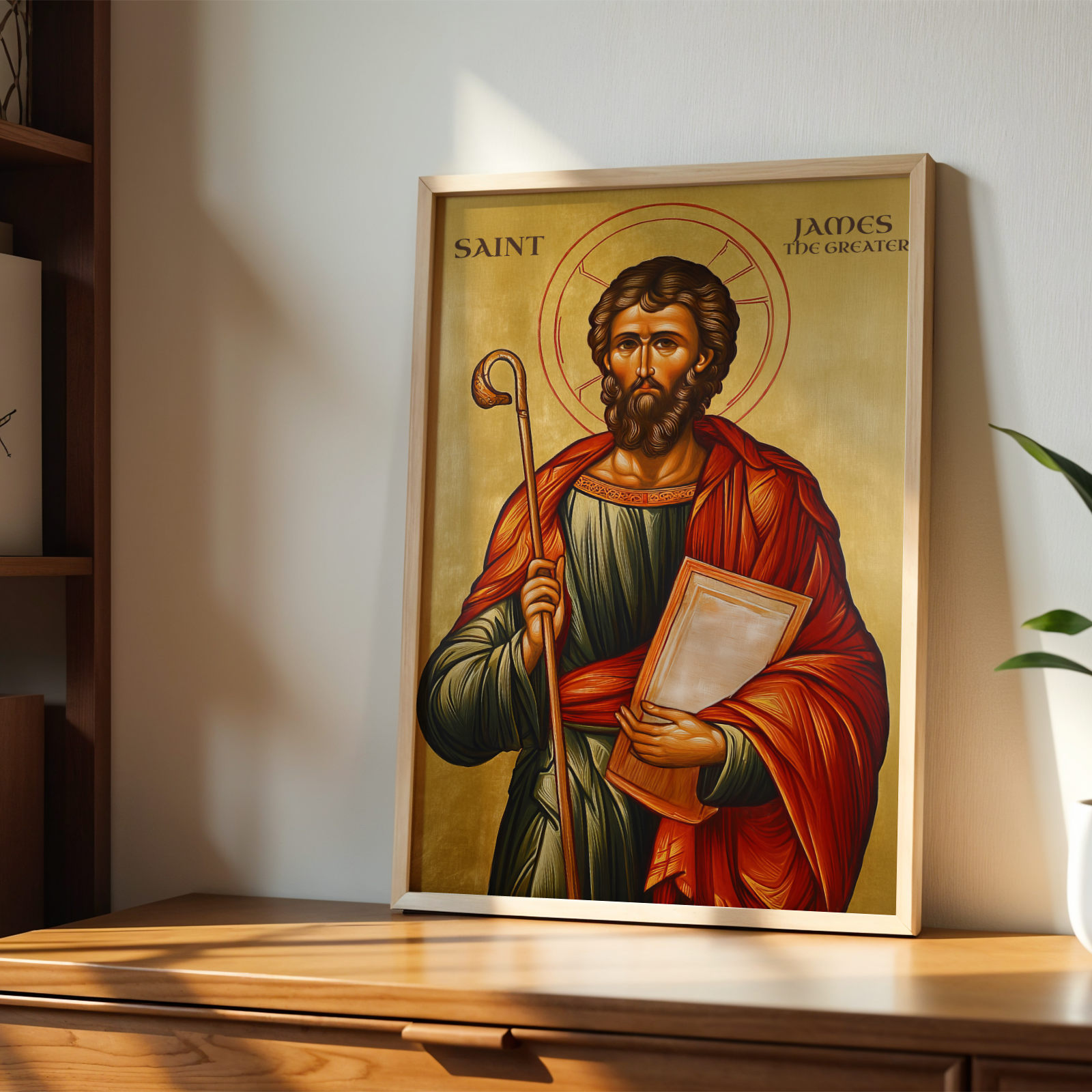 Saint James the Greater Icon Wall Art, Baptism & Pilgrim Gift, Camino Saint Orthodox Decor