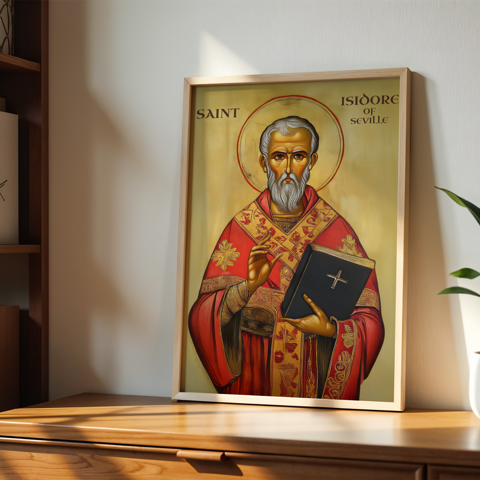 Saint Isidore of Seville Icon Wall Art, Wisdom and Learning Gift Orthodox, Holygraceart