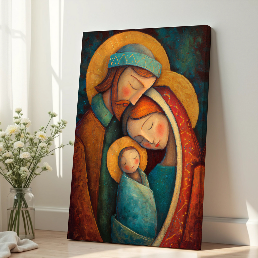 Stylized Holy Family Print, Family Blessing Gift, Christian Prayer Wall Art, Holygraceart