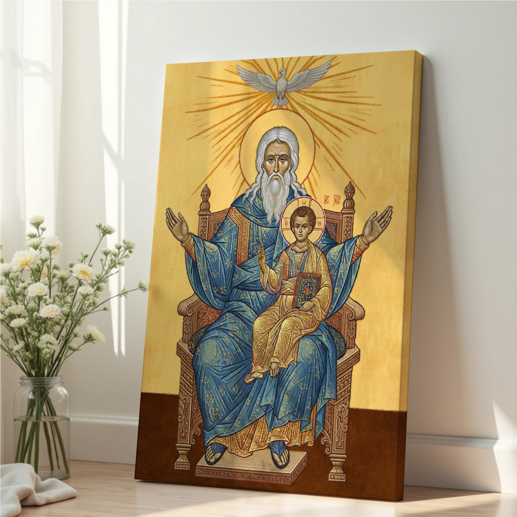 God the Father and Christ Orthodox Icon Print, Trinity Devotion Gift,Christian Wall Art