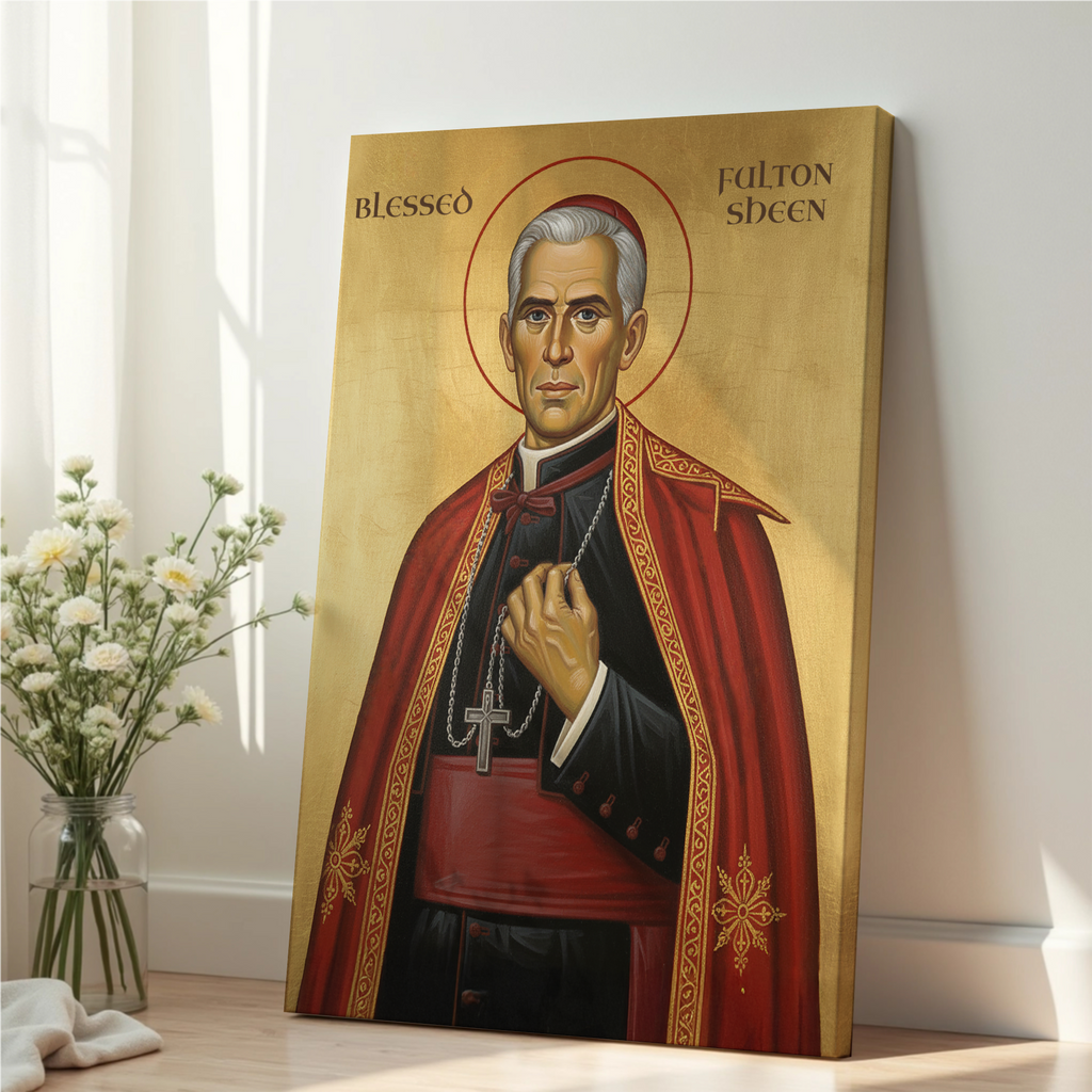 Blessed Fulton Sheen Icon Wall Art, Preacher Gift Orthodox Home Decor, Holygraceart