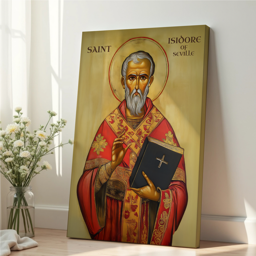 Saint Isidore of Seville Icon Wall Art, Wisdom and Learning Gift Orthodox, Holygraceart