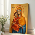 Saint Anna and the Virgin Mary Icon Wall Art, Sacred Family Gift Byzantine Decor, Holygraceart