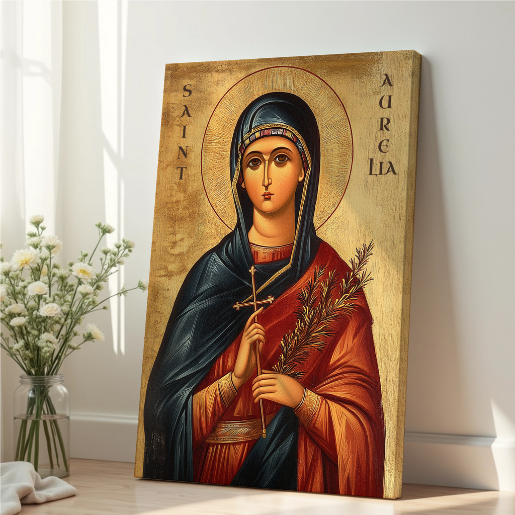 Saint Aurelia Icon Print, Baptism & Confirmation Gift, Orthodox Wall Art, Holygraceart