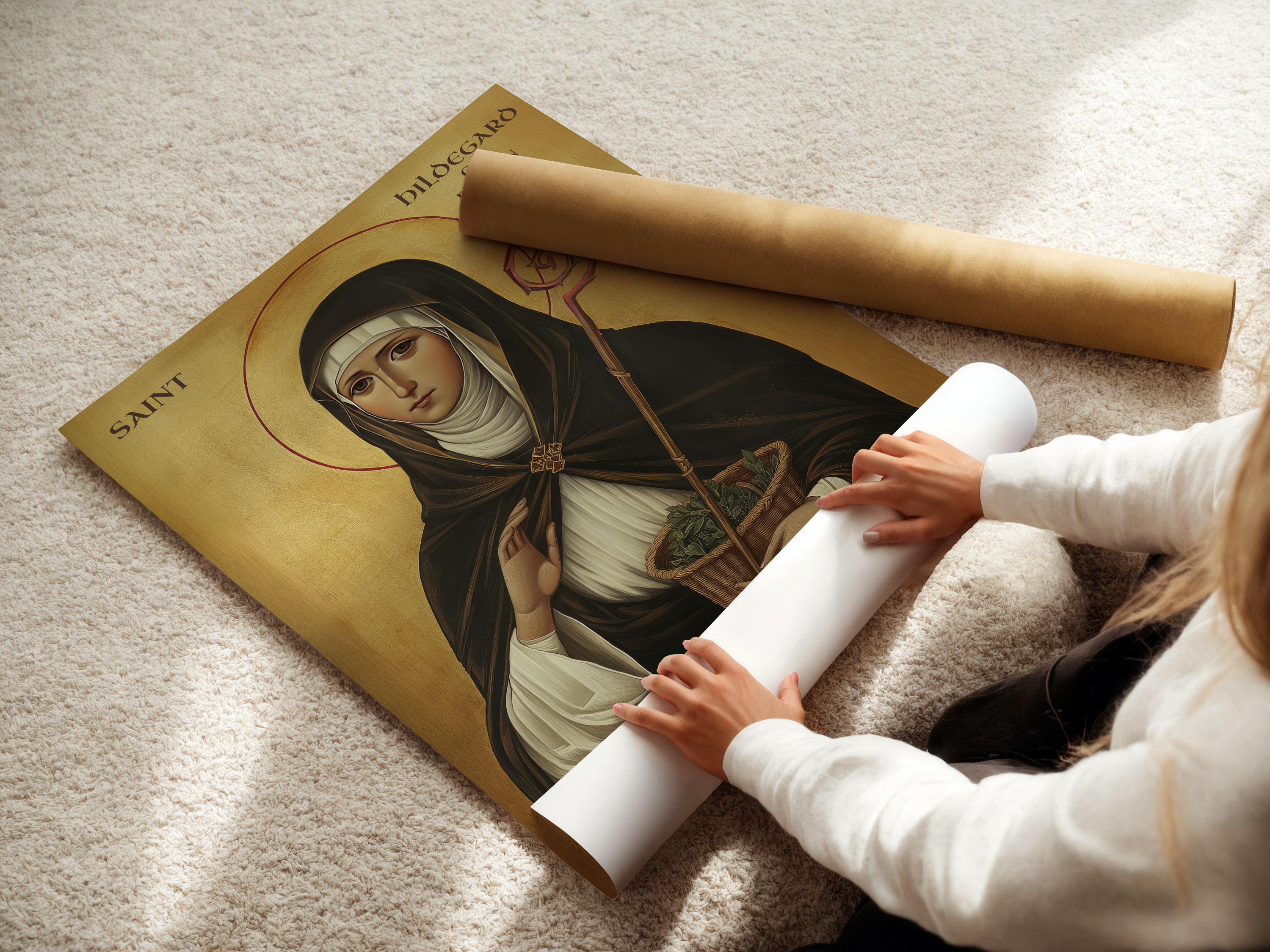 Saint Hildegard of Bingen Icon Print, Spiritual Wisdom Gift, Byzantine Wall Art, Holygraceart