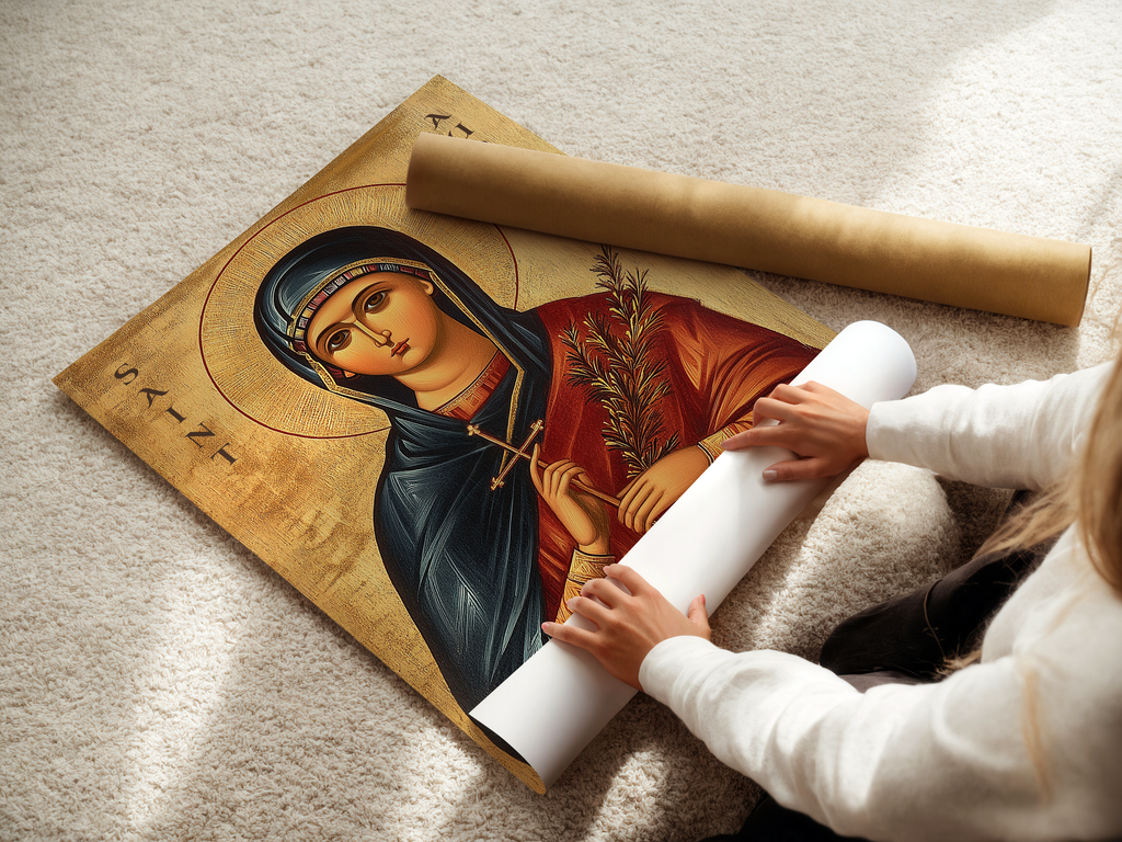 Saint Aurelia Icon Print, Baptism & Confirmation Gift, Orthodox Wall Art, Holygraceart