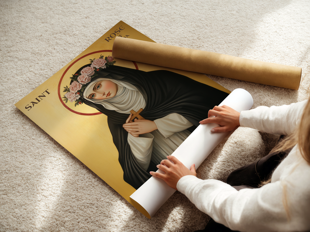 Saint Rose of Lima Icon Print, Women of Faith Gift, confirmation gift, Catholic Decor