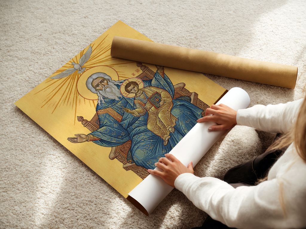 God the Father and Christ Orthodox Icon Print, Trinity Devotion Gift,Christian Wall Art