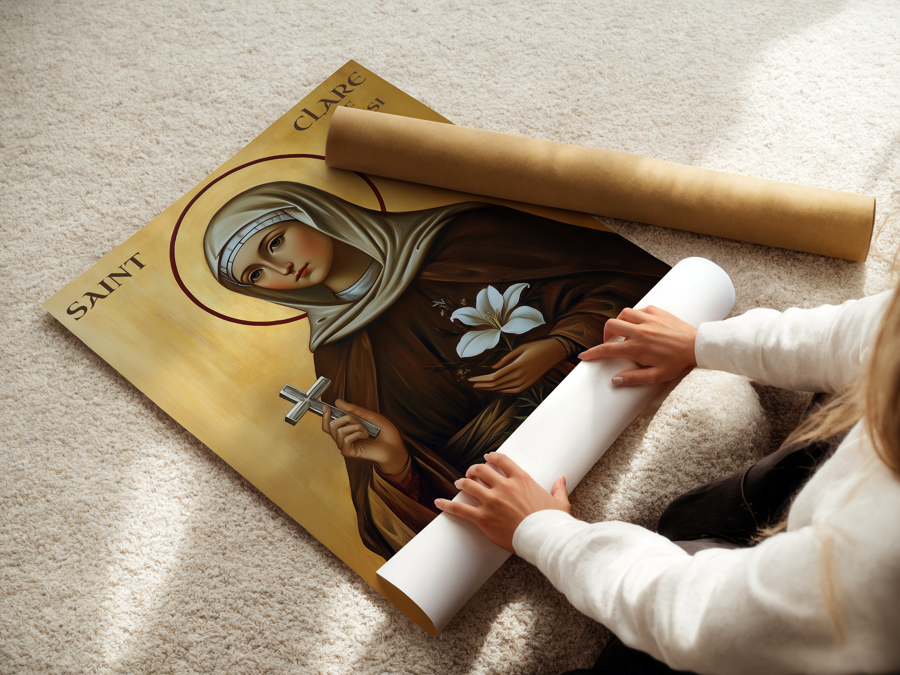 Saint Clare of Assisi Icon Print, Vocation Gift, Sacred Decor, Holygraceart