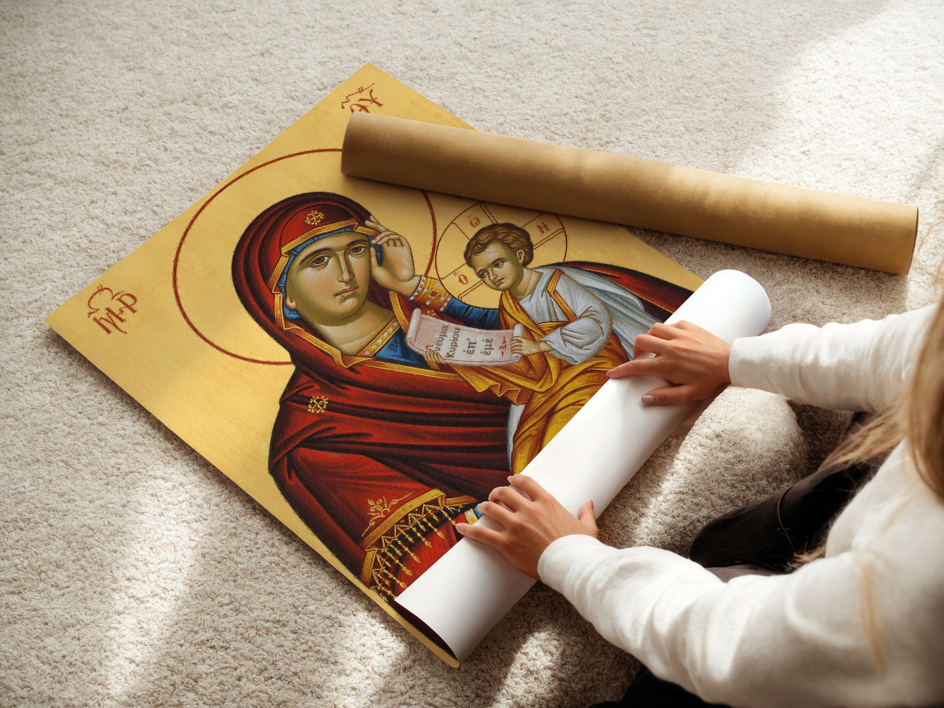 Virgin Mary and Child Orthodox Icon Print, Marian Home Decor, Holygraceart