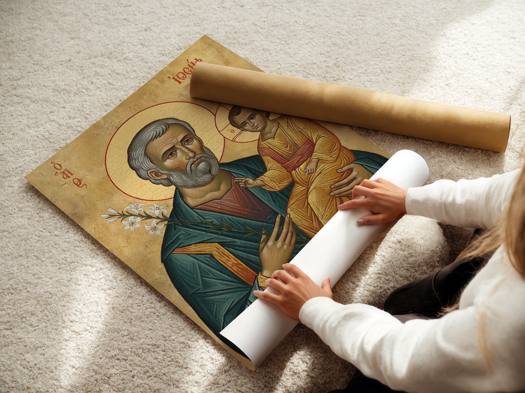 Saint Joseph the Betrothed Icon Wall Art, Family Blessing Gift Orthodox Wall Art, Holygraceart