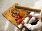 Saint Anna and the Virgin Mary Icon Wall Art, Sacred Family Gift Byzantine Decor, Holygraceart