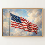 American Flag Oil Painting Print: Majestic Americana Canvas Art, Patriotic Home Decor