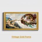 The Creation of Adam Panoramic Wall Art - Michelangelo Sistine Chapel Canvas Print - Large Renaissance Masterpiece