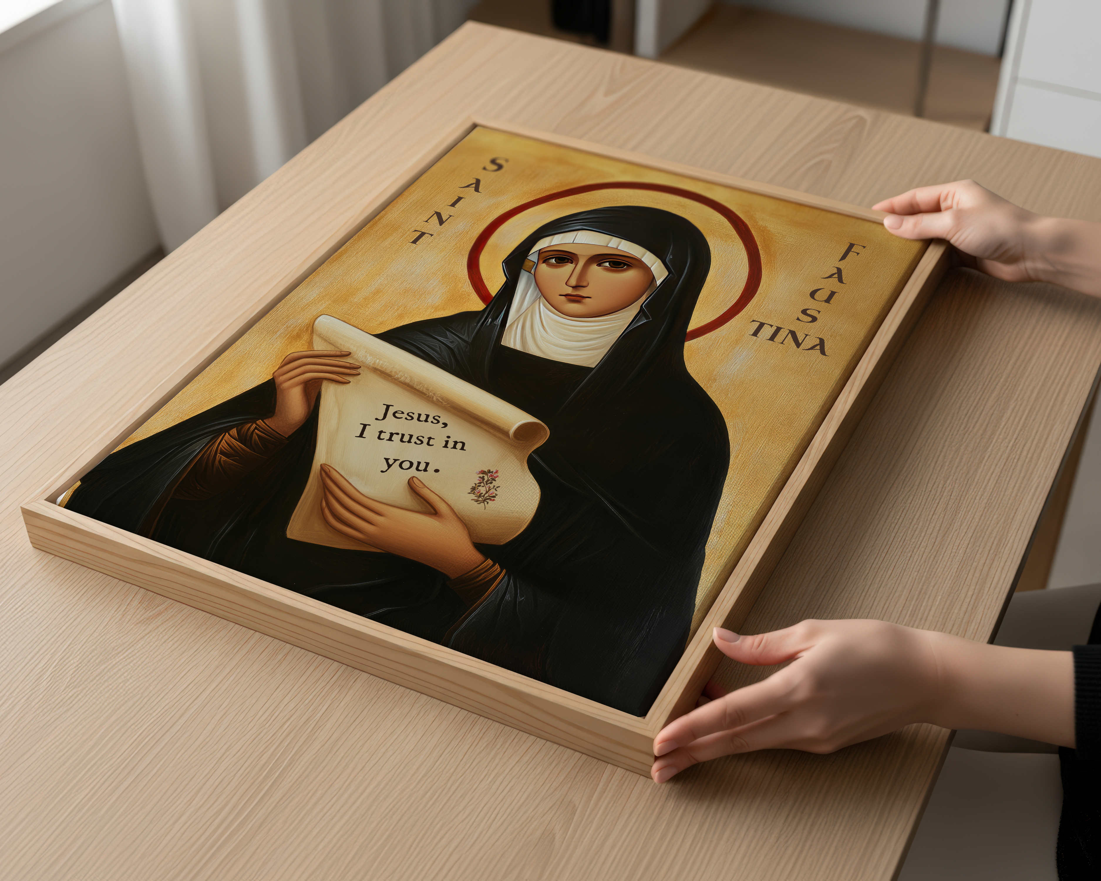 Saint Faustina Icon Print, Patron Saint Devotion and Healing Gift, Orthodox home Altar