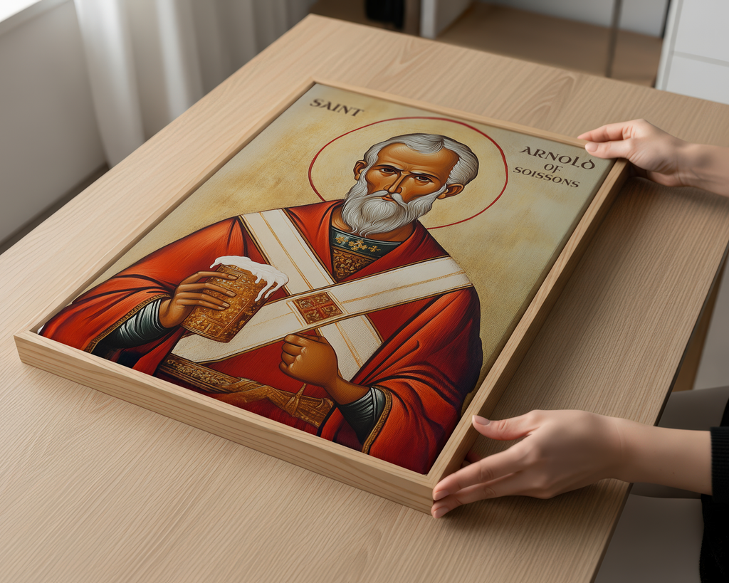 Saint Arnould of Soissons Icon Print, Brewing and Feast Day Gift, Holygraceart