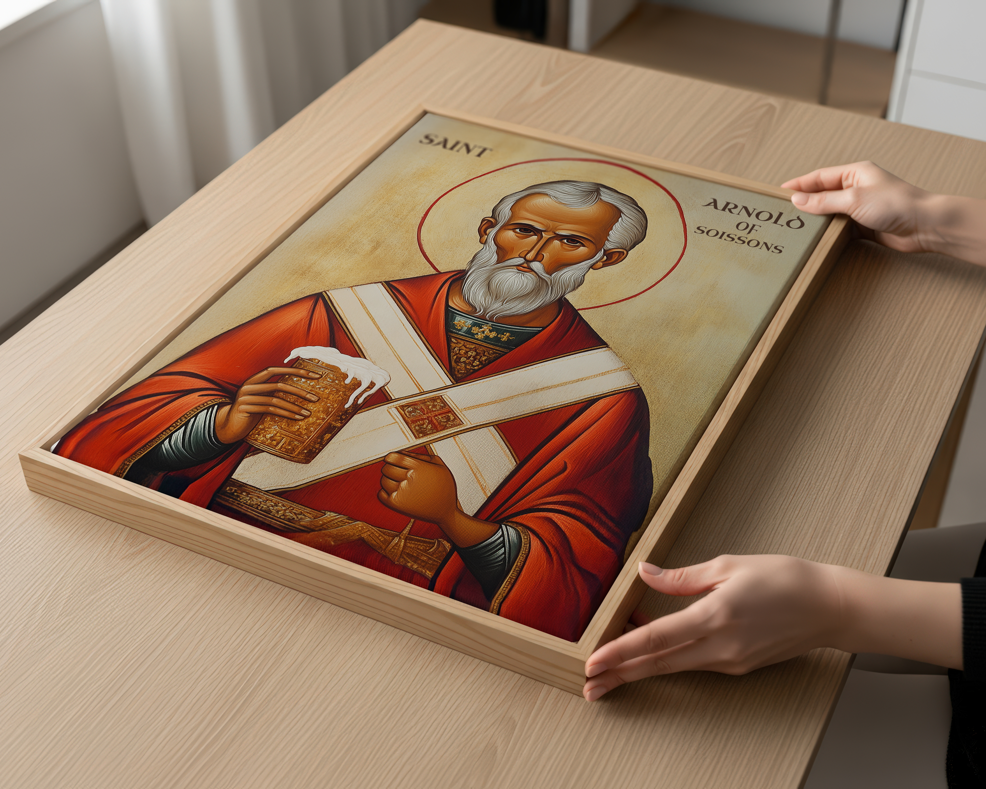 Saint Arnould of Soissons Icon Print, Brewing and Feast Day Gift, Holygraceart