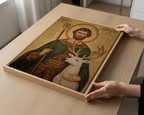 Saint Hubert of Liège Icon Print, Hunter Gift, Orthodox Wall Art, Holygraceart