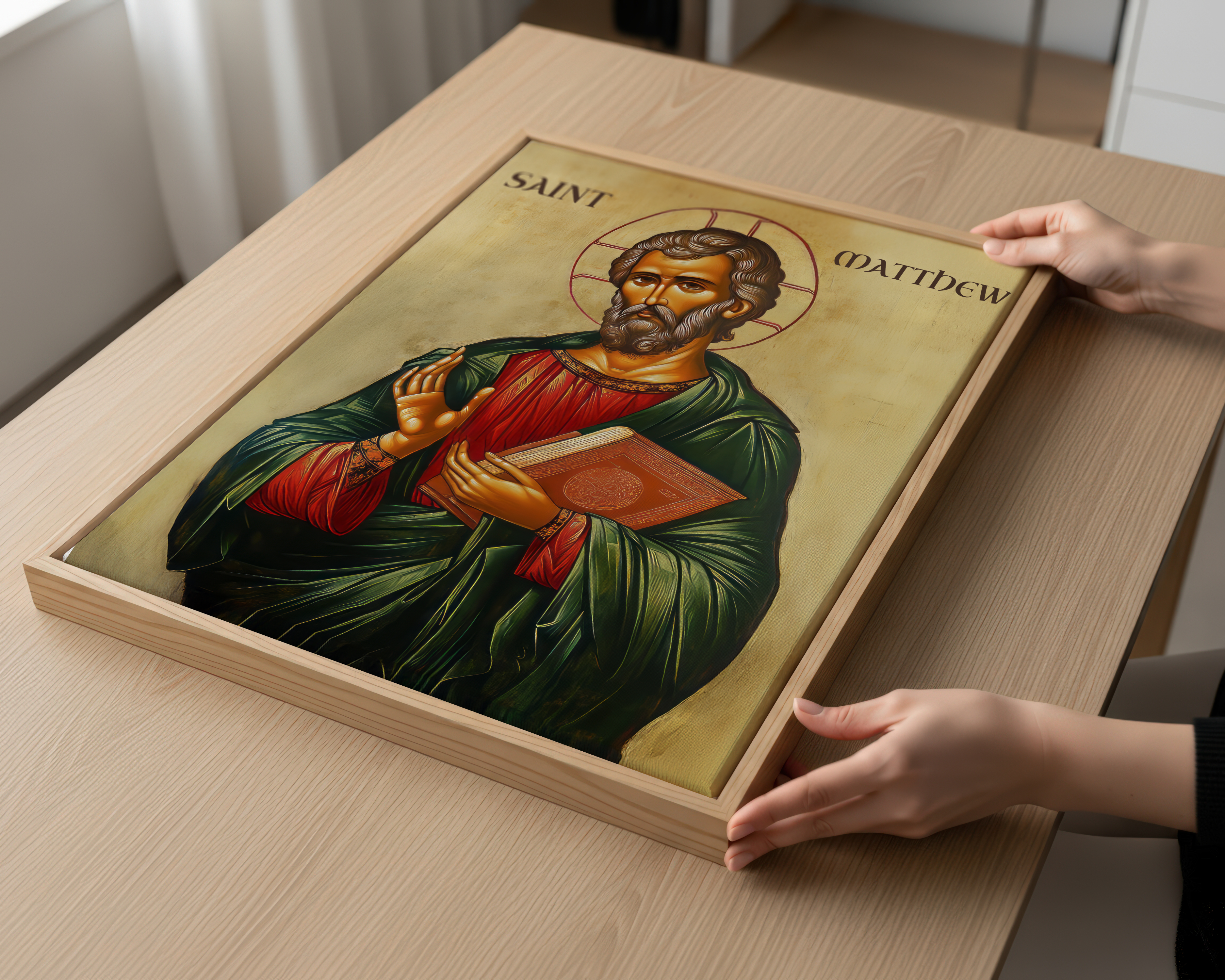 Saint Matthew Icon Wall Art, Gospel Writer Gift Orthodox Decor, Holygraceart