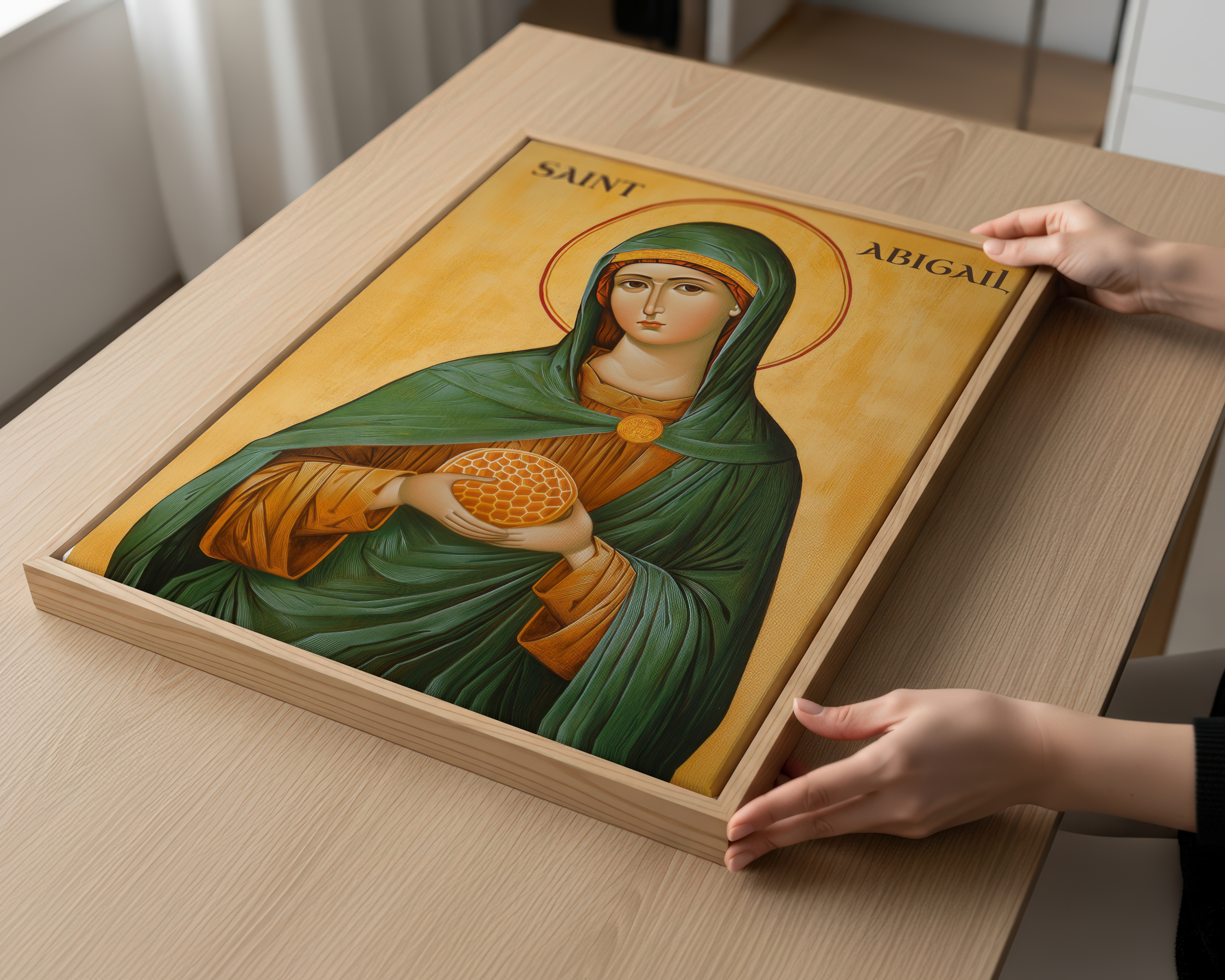 Saint Abigail Icon Print, Honeybee Patron Gift, Christian Decor, Holygraceart