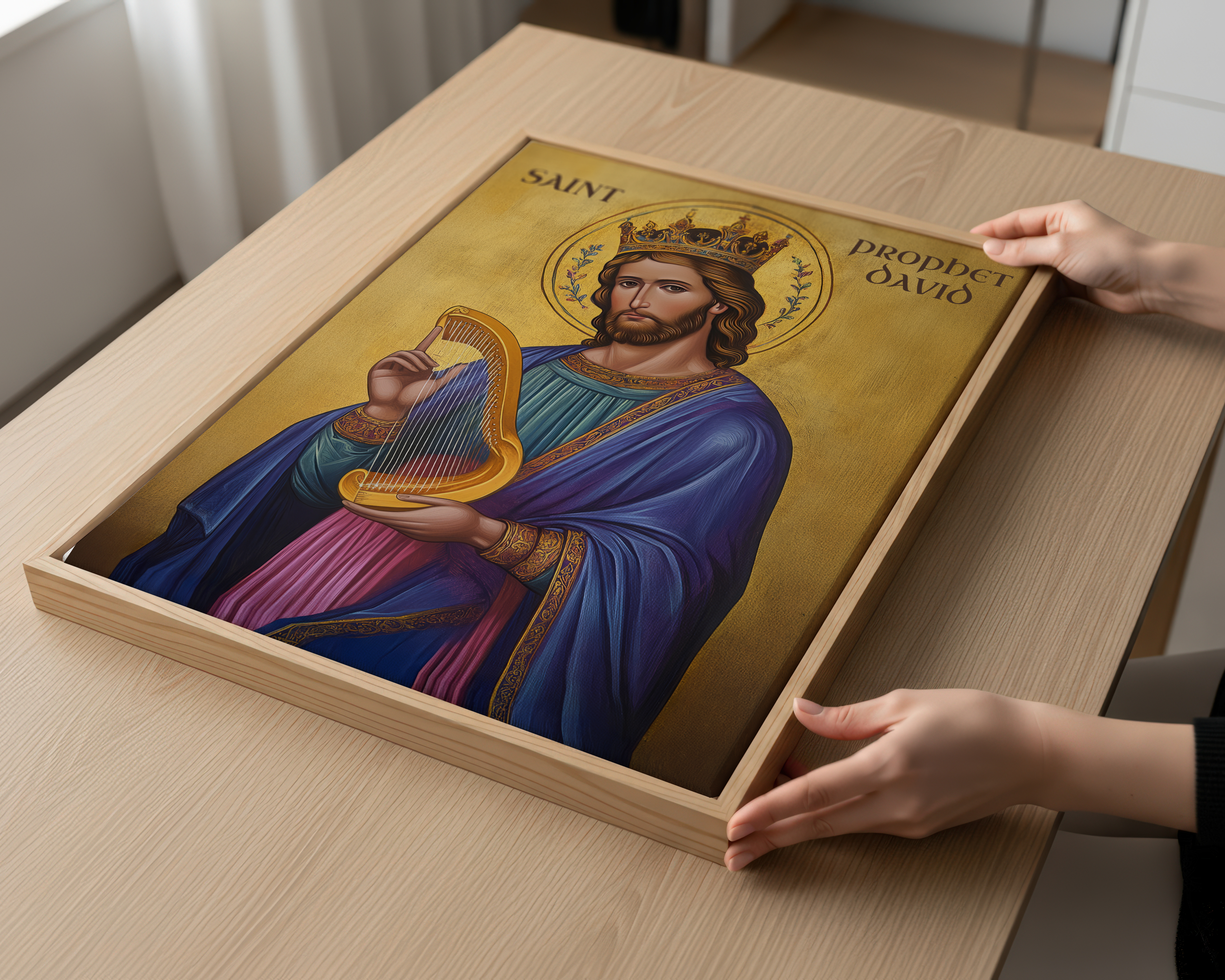 Saint Prophet David Icon Print, Psalm Writer Gift Orthodox Wall Art, Musician & Choir Gift