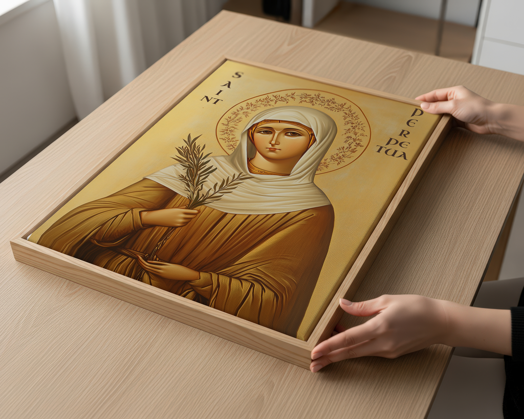 Saint Perpetua Byzantine Icon, Courage Gift for Mothers, Faithful Witness Wall Art