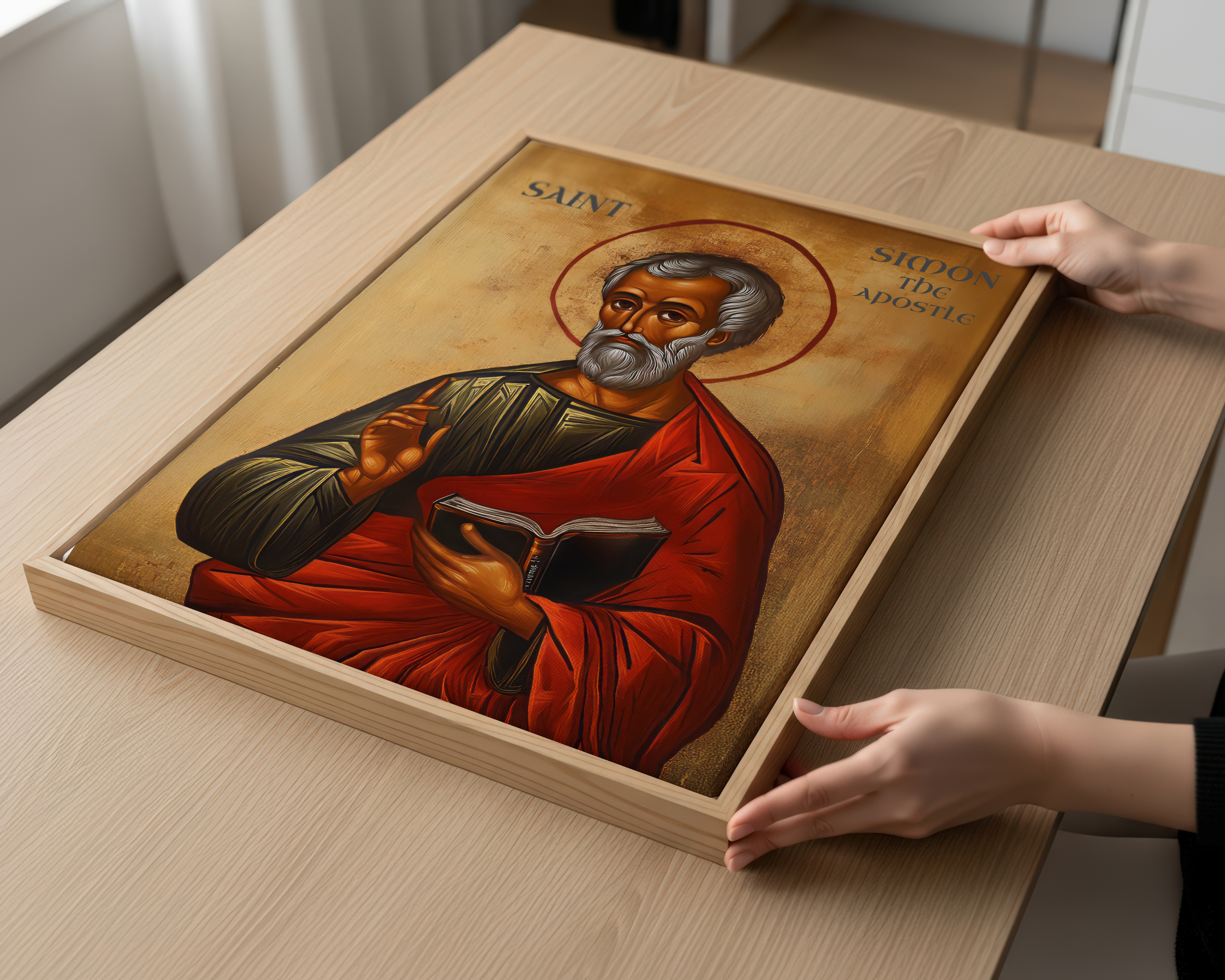 Saint Simon the Apostle Icon Wall Art, Apostolic Faith Gift Orthodox Decor, Holygraceart