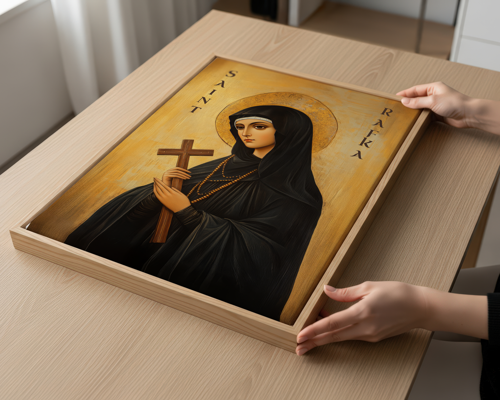 Saint Rafka Icon Wall Art, Suffering with Faith Gift Orthodox Decor, Holygraceart